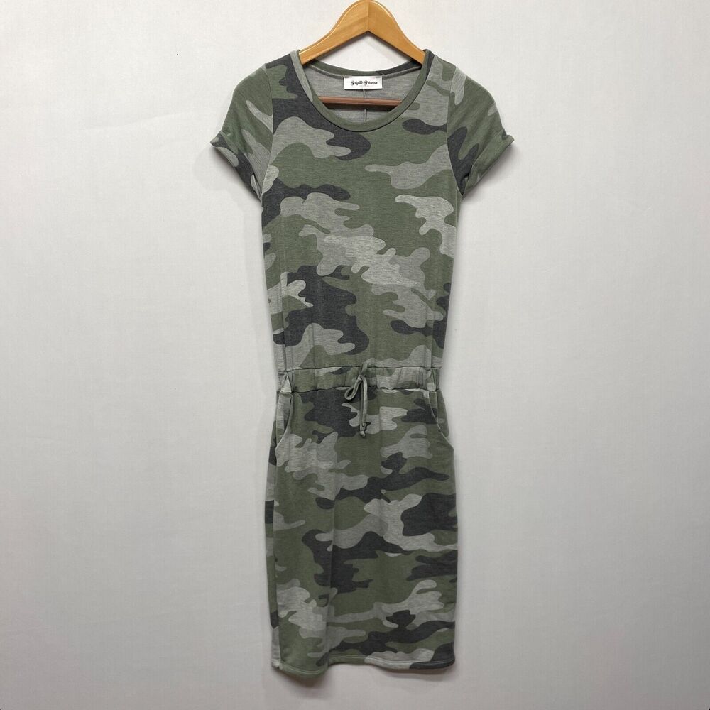 Brigitte Brianna Women Short Sleeve Dress Size Small Camouflage M223 -1